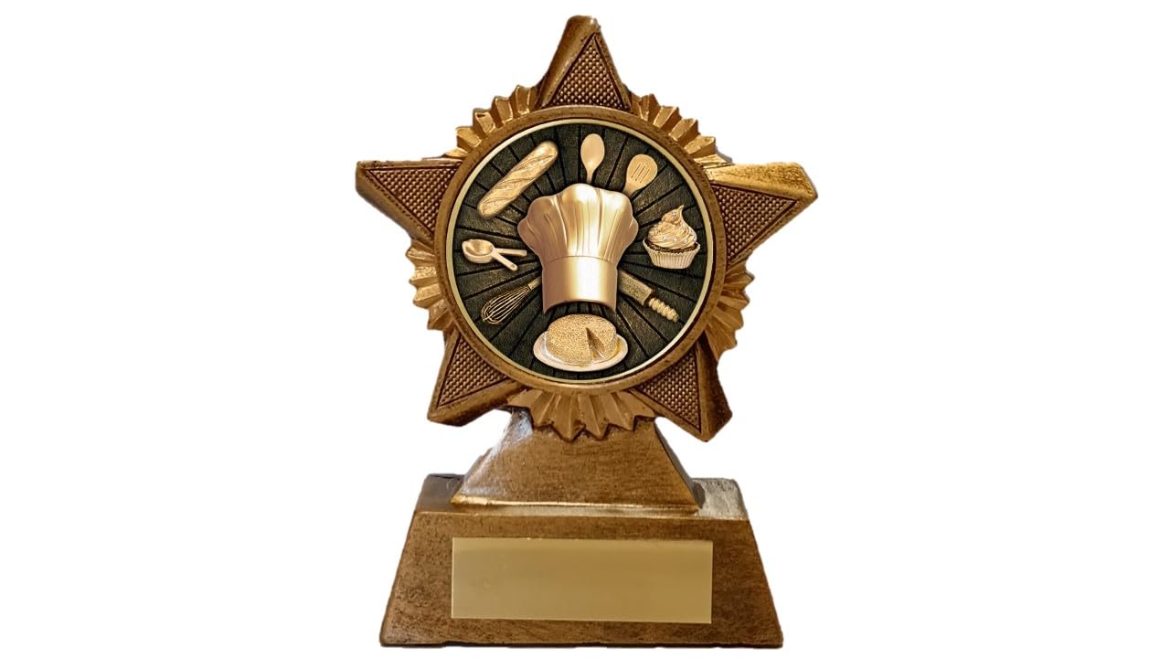 Cooking Trophy Award Premier Star Antique Gold 120mm Heavy Resin Chef Bake Off Kitchen Free Engraving -troshow1-a
