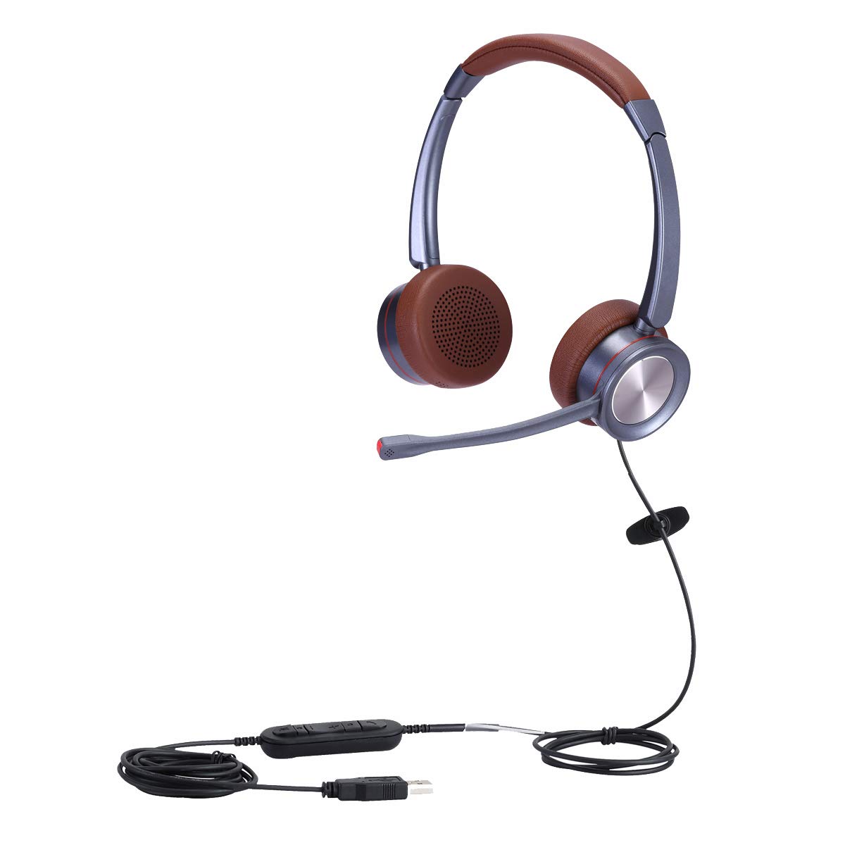 USB Headset with Noise Canceling Microphone, PC Headphone with Mic Mute Volume Control for Office CallCenter Skype Teams Business Meeting, Pro Mic for Voice Recognition Speech Dictation