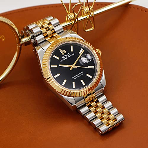 Image of BUREI Men's Classic Luxury Watch Stainless Steel Waterproof Machine Watch Fashion Double Watches Date Sapphire Crystal