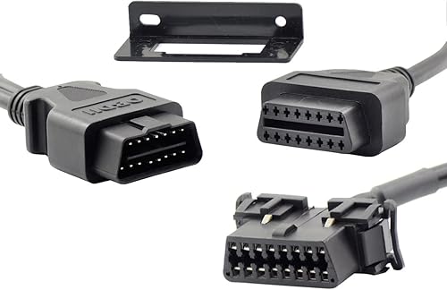 Miniatura 9 de Paquete de 5 iKKEGOL OBD2 OBD II Full 16 Pin Splitter Y Cable abierto J1962 1 macho a 2 hembra Conector Soporte de montaje debajo del salpicadero