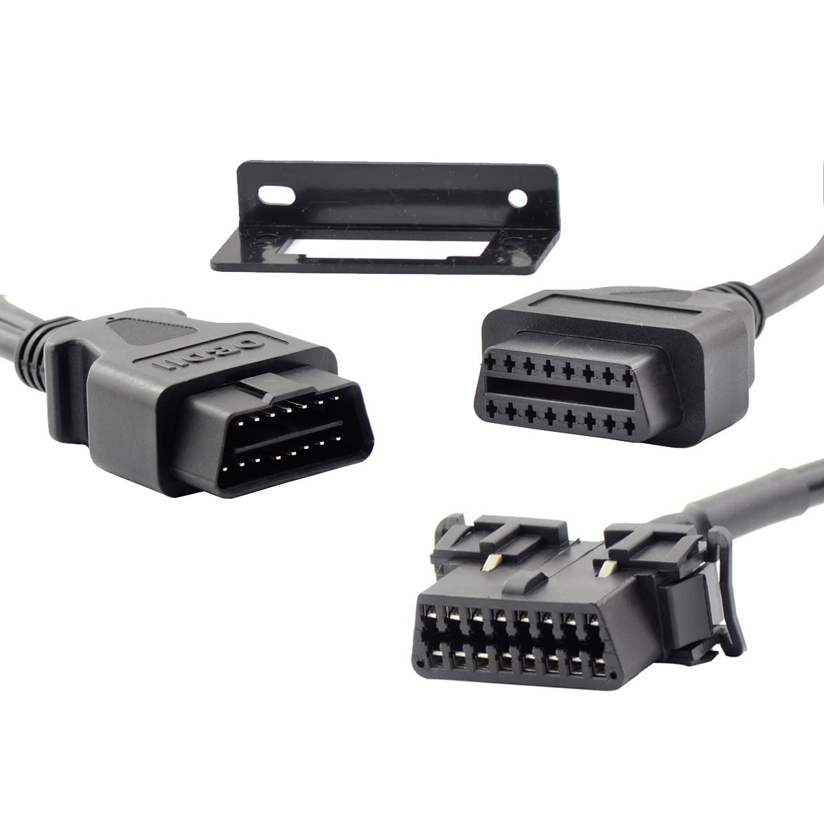 iKKEGOL OBD2 OBD II Full 16 pin Splitter Y cavo aperto J1962 1 maschio a 2 femmina connettore Underdash staffa di montaggio per diagnostica fai da te adattatore di estensione 50 cm/20