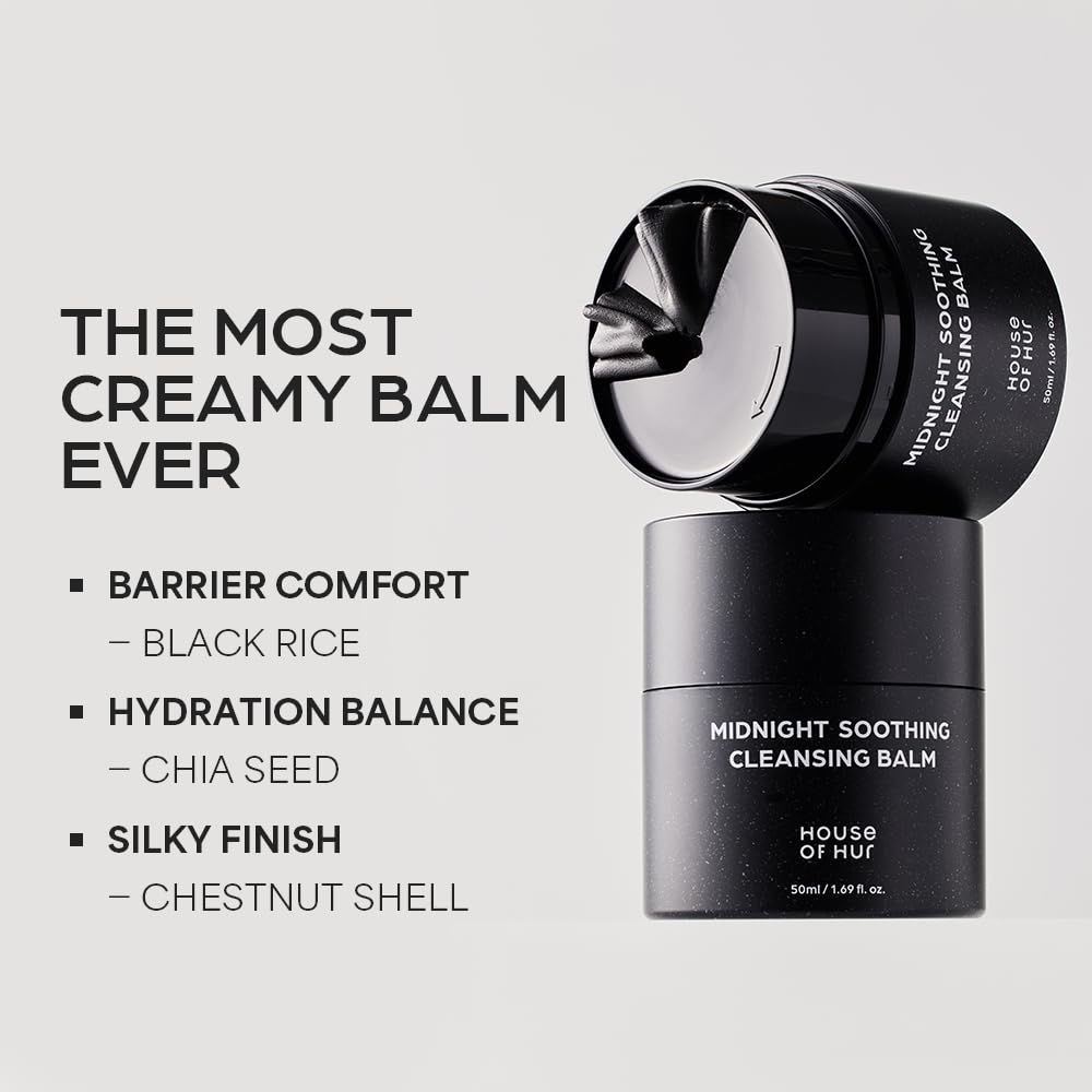 House of Hur Midnight Soothing Cleansing Balm 50 ml - Baume Démaquillant Apaisant et Hydratant pour Tous Types de Peau