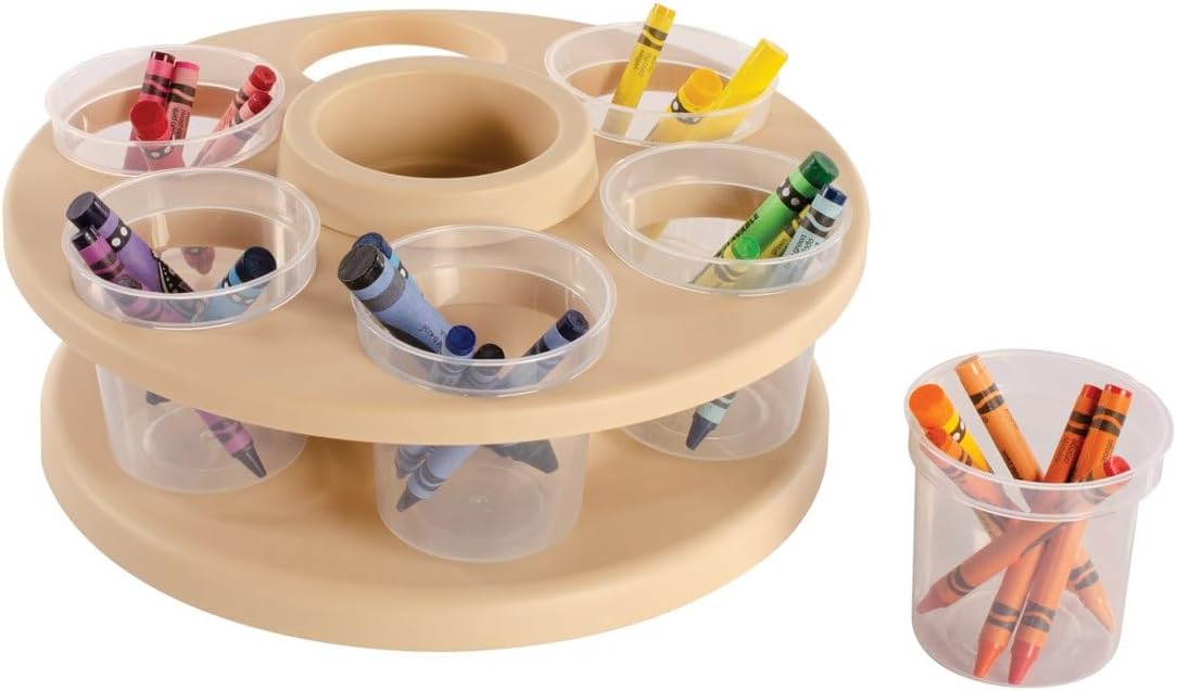Kaplan Early Learning Spinning Tabletop Art Storage | Desk Organizer for Kids | Portable Caddy with Removable Cups