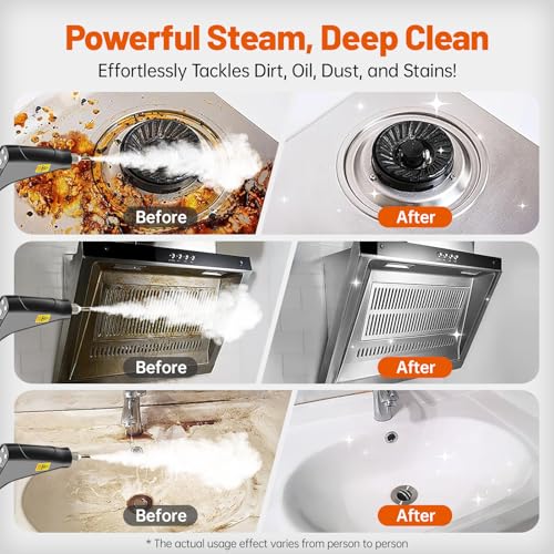 Image of High Pressure Steam Cleaner, 6-Level Adjustable, 15s Heat-Up, 1.2L Large Tank. Portable High Temp Bathroom Power Steamer Cleaning Machine Steam Cleaner For Home Use Kitchen Grease Car Cleaning