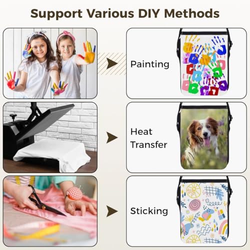 Adjustable Messenger Bags With Zippers For School, Work, Travel, 2 Pcs Sublimation Crossbody Bags, Blank Crossbody Bags For Diy, Printable Polyester Shoulder Bags, 9.4×7.1"2