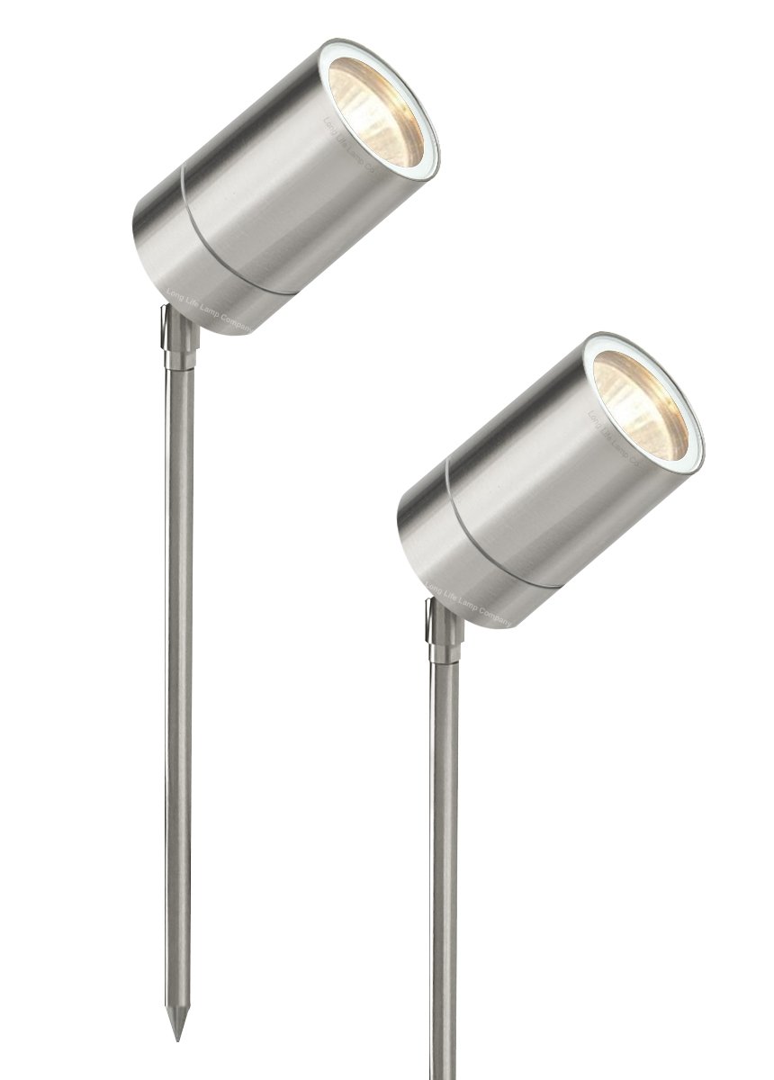 Long Life Lamp Company 2 Pack Stainless Steel 12v Low Voltage Garden Spike Light Adjustable Ground Mount ZLC027 — image 1