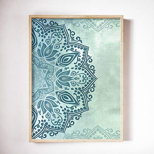 Mandala beige abstrait 40x50cm pour salon bohème moderne - 3