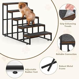   Dog-Stairs-Grey-Dog-Steps-for-High-Beds-5-Tier-Pet-Stairs-for-Small-Medium-Large-Dogs-and-Cats-Pet-Step-with-Non-Slip-Stair-Tread-for-Puppy-The-Old-and-Injured-Dogs