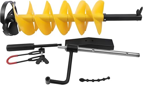 Miniatura 6 de WETUSSEX Taladro de hielo de 8 pulgadas con varilla de extensión, broca ajustable de longitud portátil de alta eficiencia, para herramienta de pesca