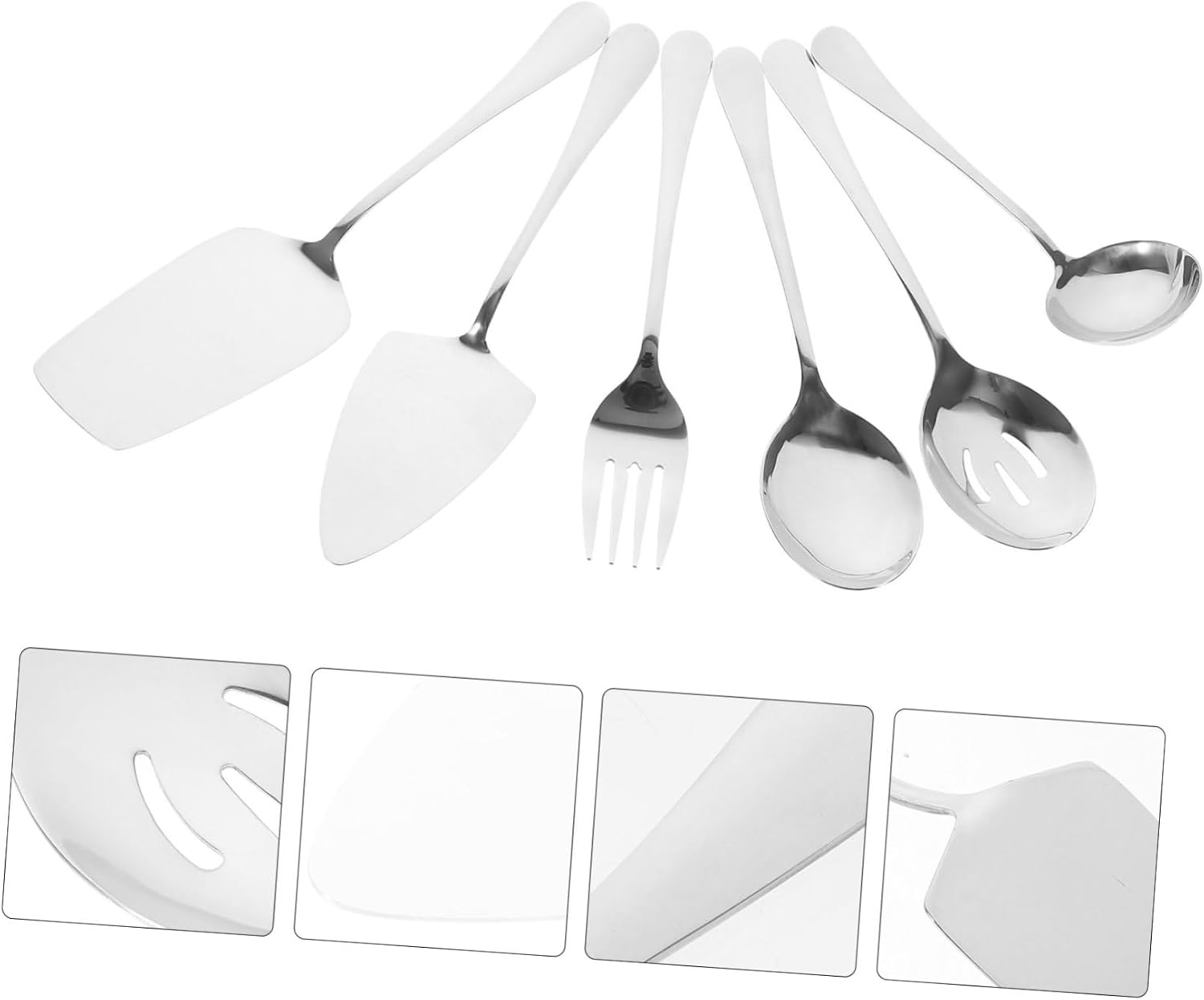 6pc Stainless Steel Serving Utensils Set Rustic Silverware Set for Parties Buffet Forks Spoons
