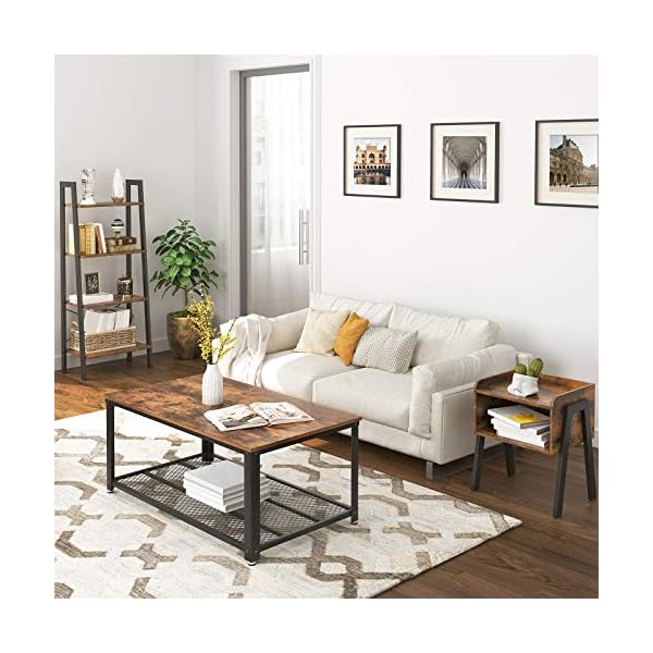 VASAGLE Side Table, Nightstand, Stackable End Table with Open Storage Compartment, Retro Rustic Chic, Industrial Accent Furniture with Steel Legs, Rustic Brown and Black LET54X - Image 4