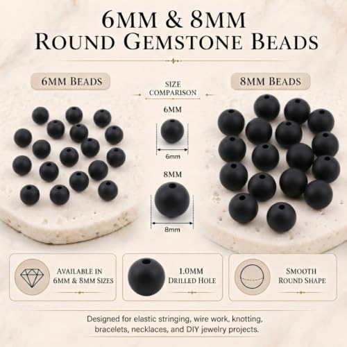 Cuentas de ágata negra de 8 mm Cherry Tree Collection para regalar joyería hecha a mano 5