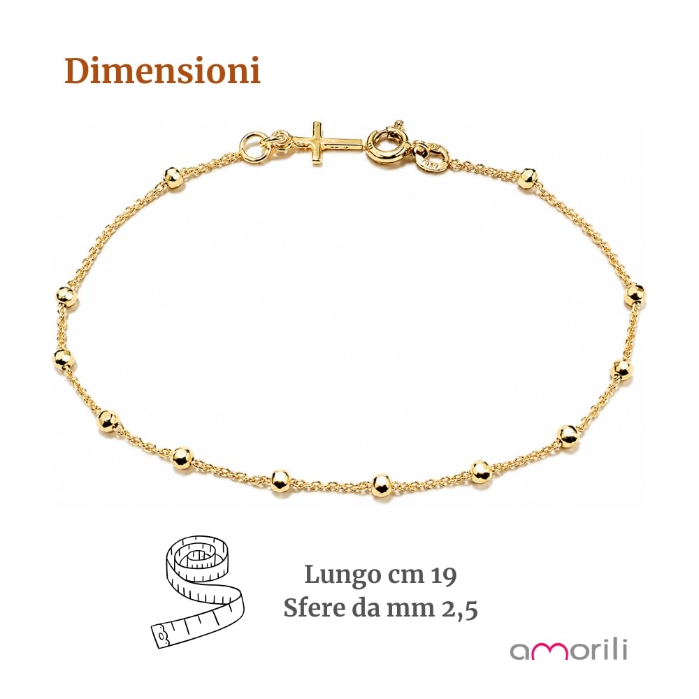 Bracciale Rosario Uomo Donna in Argento 925 Dorato con Rodio – Simbolo Cattolico Cristiano di Fede – Braccialetto Religioso Elegante Idea Regalo bcc0335