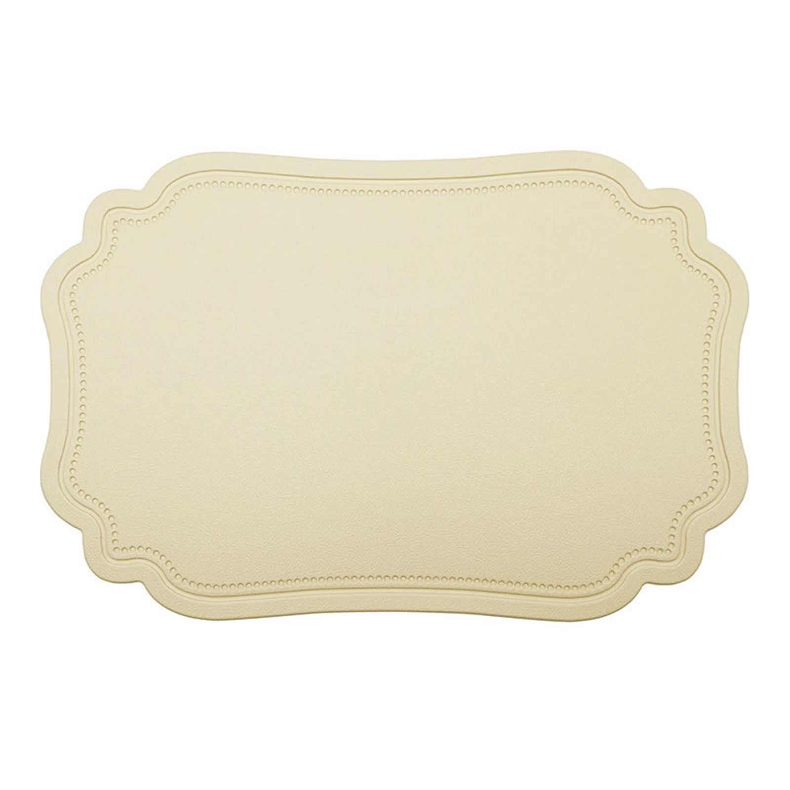 Lot de 6 Sets de Table, 30 x 45 CM Tapis de Table Antidérapant Salon Cuir PVC Jaune Beige, Couleur Unie avec Géométrique
