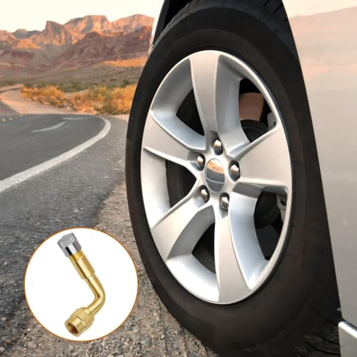 Image of 4 Pieces Valve Stem Extenders, Valve Extension 90 Degree Valve Stem Extensions ValveStem Adapter for Dual Wheels Passenger Cars, RV, Stroller, Bicycles, Motorcycles and Trailers