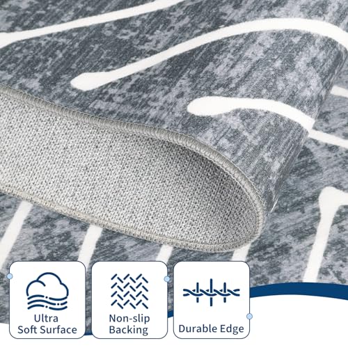 8x10 Area Rug for Living Room Washable Rug Non Slip Large Bedroom Stain Resistant Dining Room Throw Rug Contemporary Accent Carpet Ultra Soft Modern Carpet for Home Decor Office, Dark Grey - Image 7