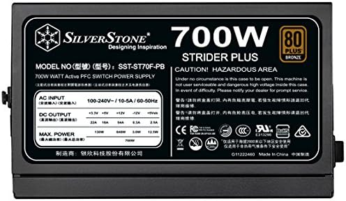Specification label of SilverStone Strider Plus 700W Power Supply