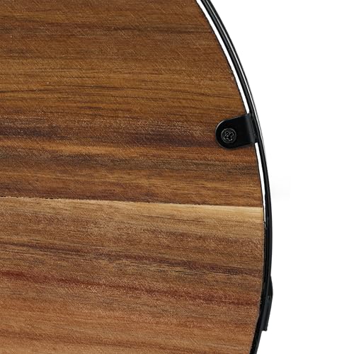 Plateau de service de table bois métal rond avec poignées - 7