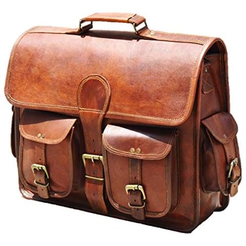 Urban Dezire 16 Inch Leather Messenger bag Shoulder Men Laptop Briefcase Vintage Satchel Cover
