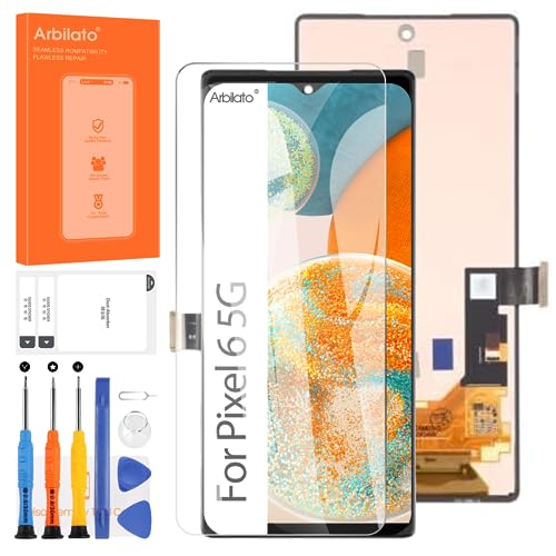 OLED for Google Pixel 6 Screen Replacement AMOLED Display Digitizer Glass & Tools Compatible with Google Pixel 6 (6.4 Inch)Black No Frame