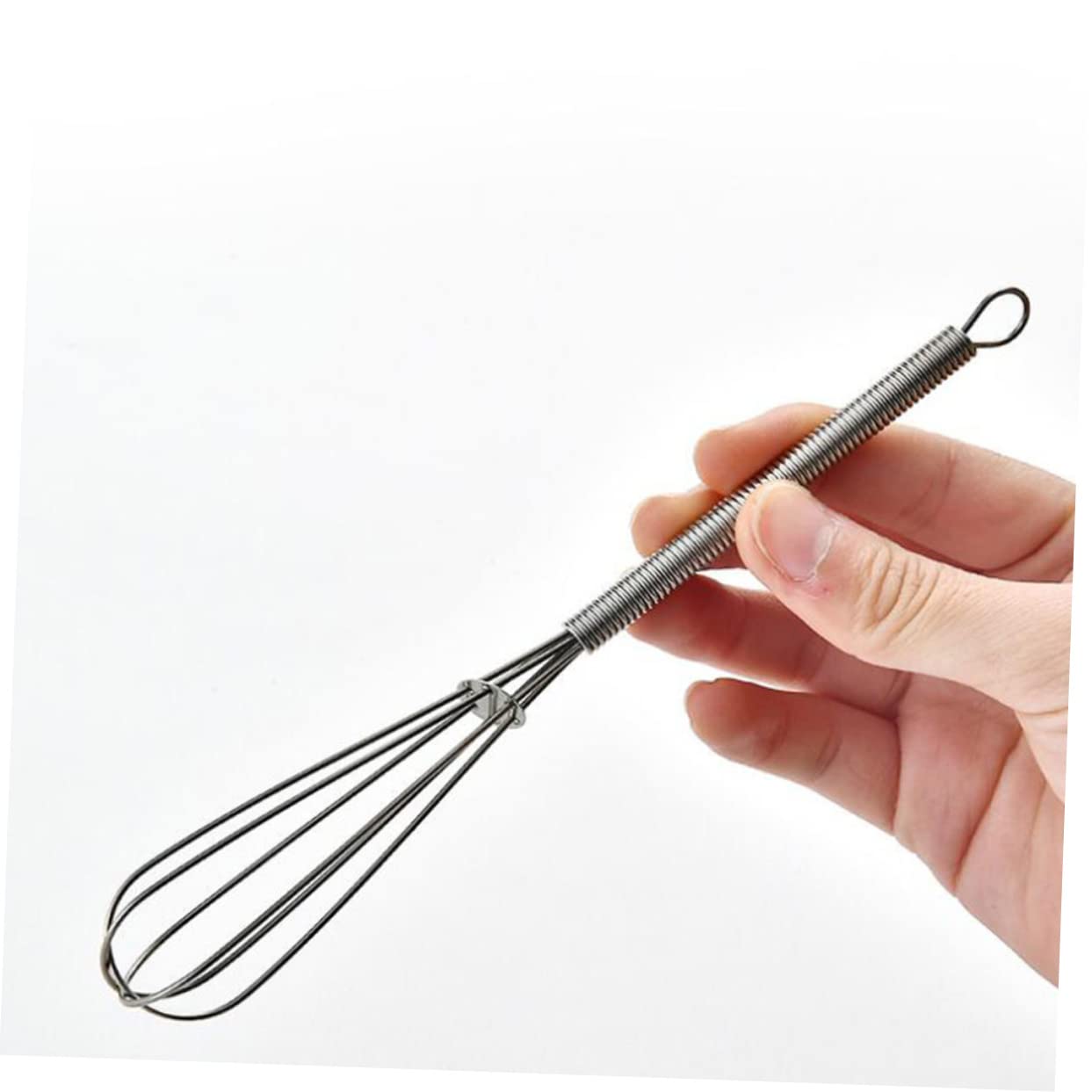 STOBAZA 6pcs Stainless Steel Mini Beater Handheld Whisk for Mixing Blending Beating Eggs Spring Handle Kitchen Gadget for Sauces Creams