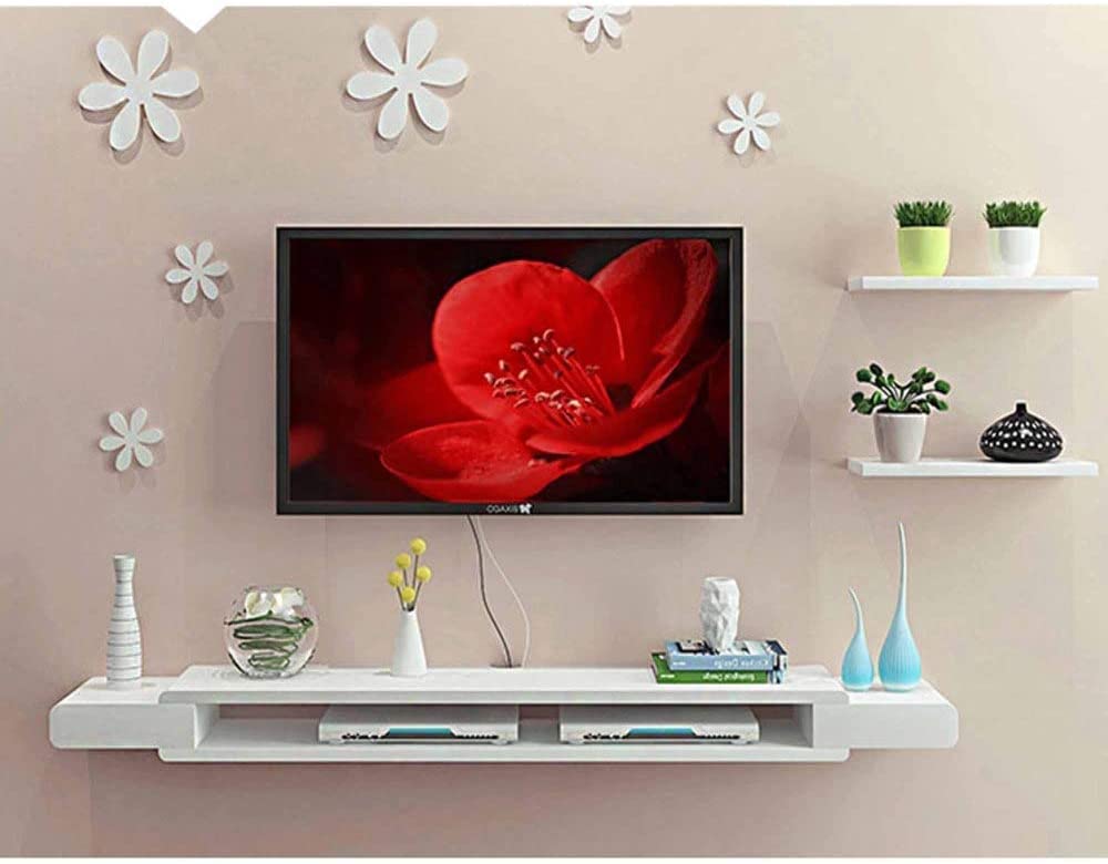 Mobile porta TV moderno con mensola sospesa da parete per lettore DVD/Blu Ray, supporto per sfondo, 130 cm, ideale per soggiorno TV a parete