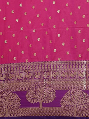 Image of Panzora Women's Banarasi Silk Saree With Unstitched Blouse Piece