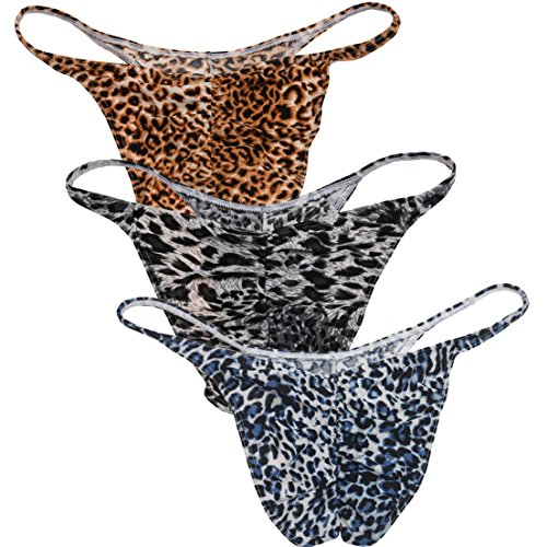 OROCOJUCO Men Leopard Bikini Briefs Whale Tail Back Underwear Pouch Mini Briefs2
