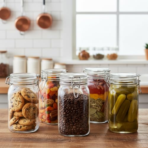 Image of ginoya brothers - Kitchen Glass Jar (3, 1500 Ml. Cube Jar)