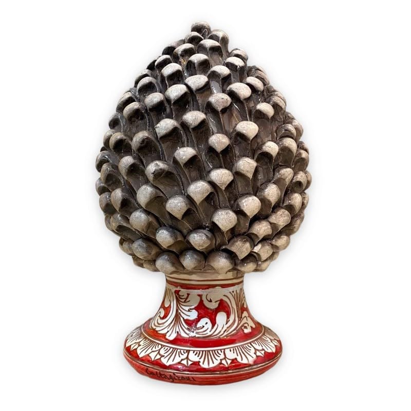 Piña Siciliana De Cerámica Artesanal De Caltagirone - Hecha A Mano, Altura 8/9 Cm, Varios Colores, Verde Cobre
