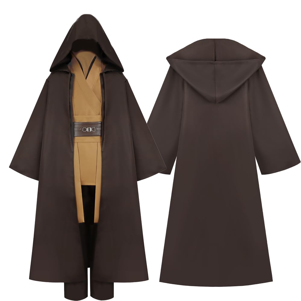 Gothden Disfraz de túnica Jedi con capucha para Halloween, cosplay, fiesta de máscaras