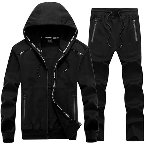 watersouprty Mens Casual Tracksuits 2 Pieces Sets Sports Jogging Hooded Cardigan Sweat Suits