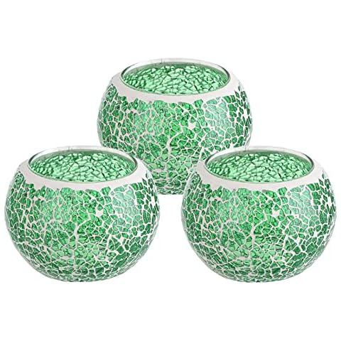 BSTKEY Set of 3 Mosaic Glass Candle Holders Cover