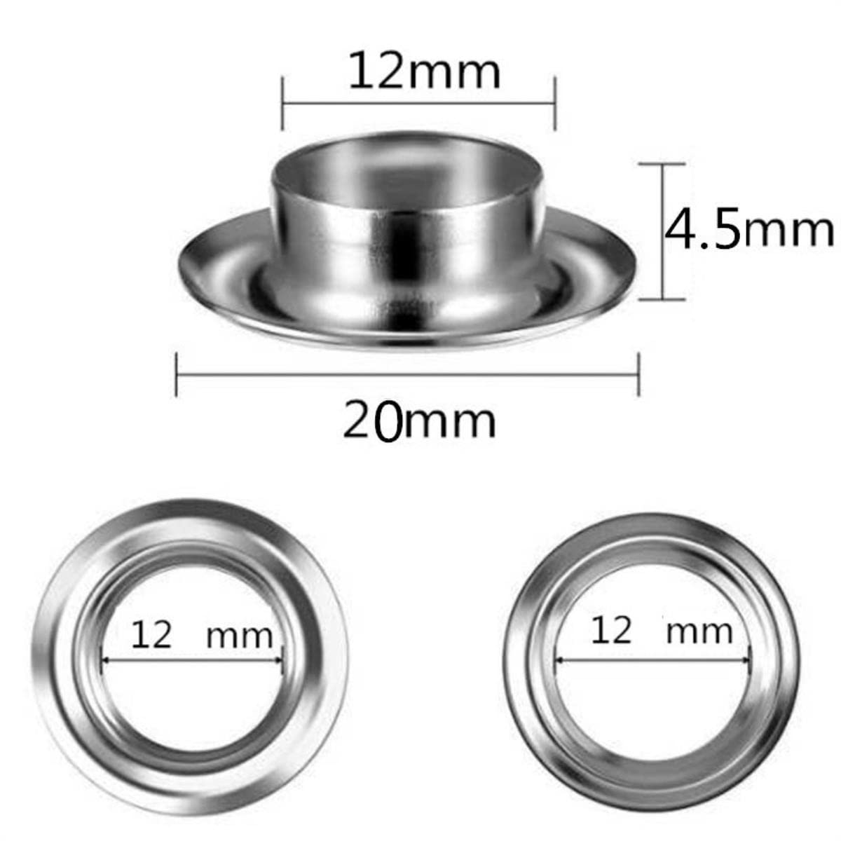 Strumenti per l'installazione di occhielli in ottone da 100 pezzi Set di occhielli per aria da 12 mm Pinze per punzonatura a mano in pelle-predefinito