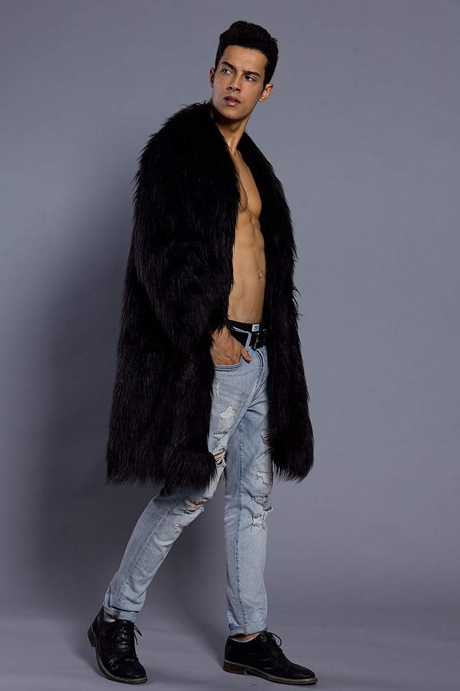 Amazon.co.jp: フェイクファーロングジャケットメンズ