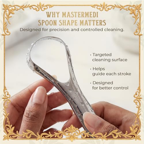 Image of 2 Pack of Tongue Scraper Cleaner with 2 travel case, Medical Grade Stainless Steel, Dental Kit Professional Eliminate Bad Breath With Non-synthetic Grip (Spoon Shape - 2 (with case))