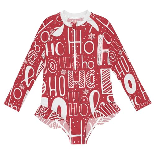Image of Baby Girl Bathing Suit Long Sleeve UPF 50+ One Piece Toddler Swimsuit