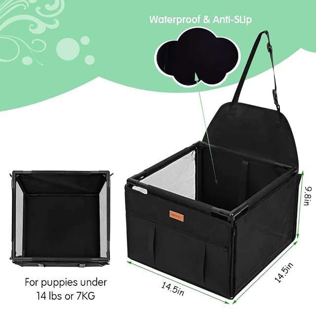 Foto 4 de 7 de SWIHELP Asiento de Coche para Perro Transportín Coche Robusto para Perros pequeños Cesta Perro Impermeable…