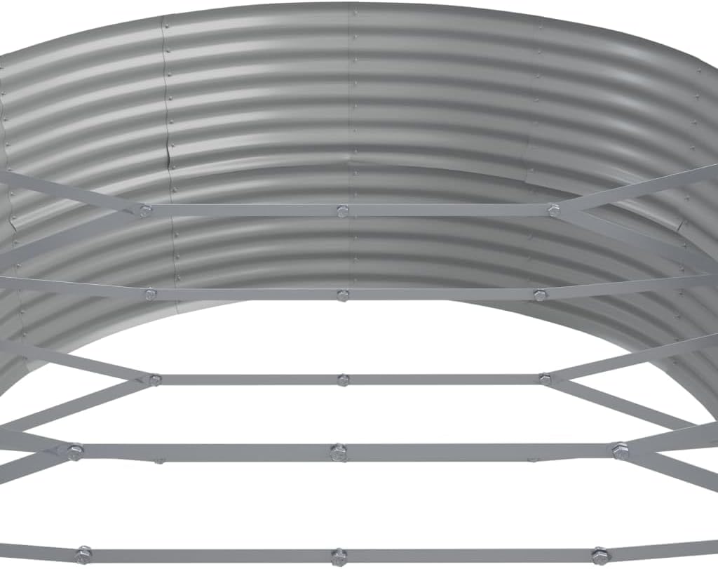 Цлосе-уп view of the internal support bracing structure of the vidaXL Garden Raised Bed, showing bolts and nuts.
