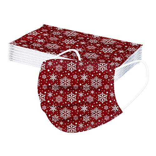 20 Stück Schneeflocke Bunt Druck Einmal-Mundschutz Erwachsene 3-lagig Atmungsaktiv Mund und Nasenschutz Schutz Maske Einweg Baumwolle Stoff