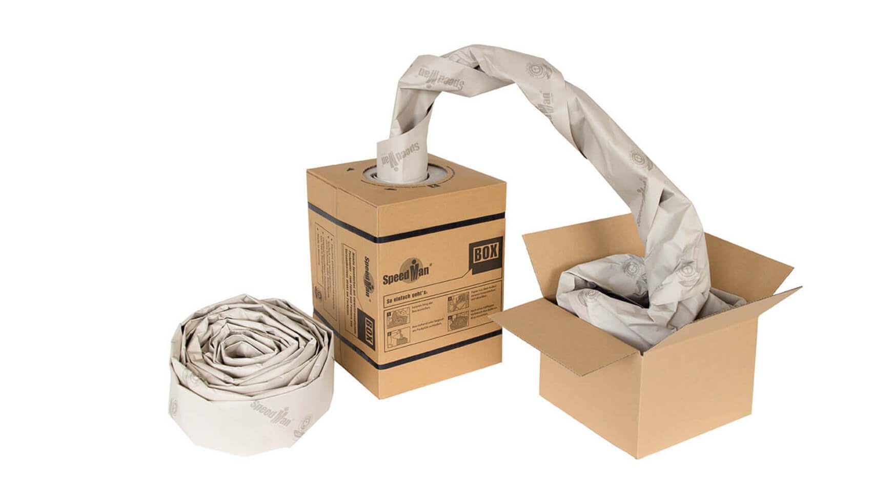 packster 1x SpeedMan BOX® 39cm 12kg 70g/qm 450lfm Braun Endlos Packpapier, Polstermaterial aus 100% Recyclingpapier. Praktischer Stopfpapier Polsterpapier Schrenzpapier Spender