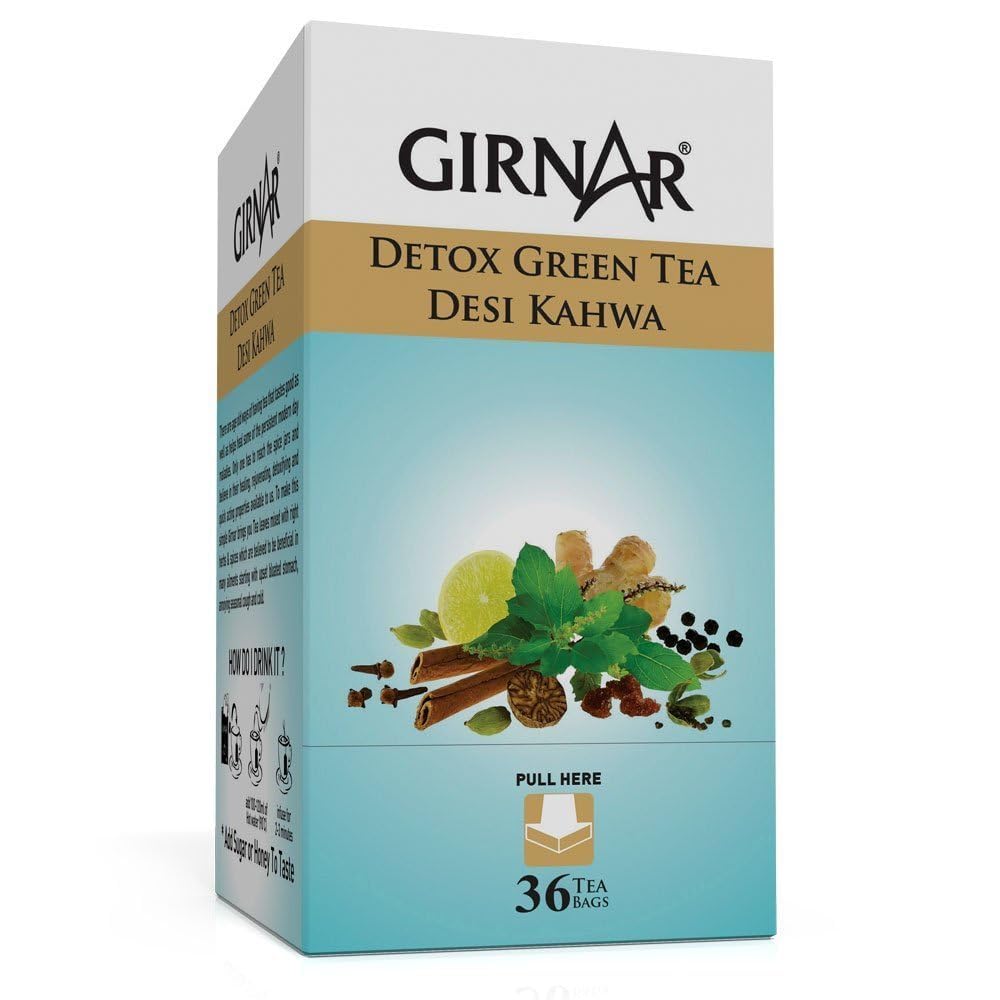 Detox Green Desi Kahwa (green tea) - 36 Teabags (Pack of 2) (36 Count (Pack of 2))