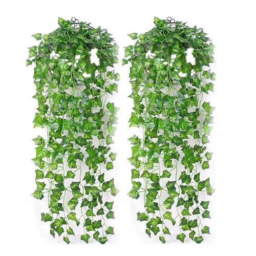 DHliIQQ Vides falsas para decoración de habitación, enredaderas de imitación de pared, planta de vegetación artificial para colgar guirnaldas de hojas de hiedra