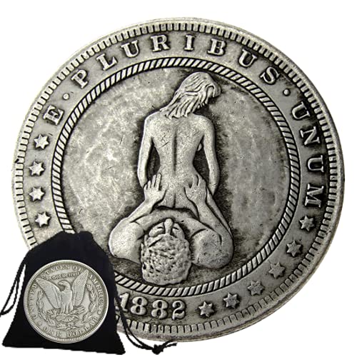 Jearls 1882 USA Couple Happy Sports Hobo Nickel Coin- Commemorative Old Coins - Sexy Women Challenge Coin Morgan Dollar Coin Funny Coin + KaiKBax Bag Favorite Gift, Silver