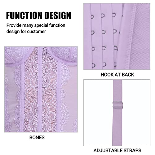 Image of Raxnode Lace Bustier Corset Tops for Women - Sexy Going Out Party Club Top with Buckle
