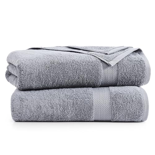 Image of LANE LINEN 100% Long Staple Cotton Bath Sheets Set of 2 (35 inchx66 inch) - OEKO-TEX Certified, Soft, Fade Resistant & Highly Absorbent Extra Large Bath Sheet Towels - Oversized Thick Bath Towels - Space Grey