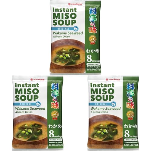 Marukome Sopa Instantánea de Miso Ryoutei-No-Aji con Wakame 156g (Paquete de 3)