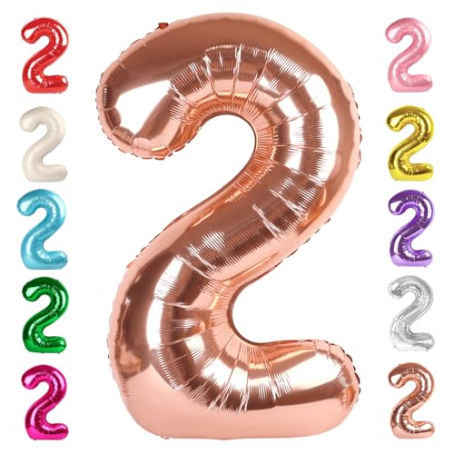 Image of 2 Balloon Numbers Birthday Decorations, 40In Rose Gold Balloons for Party | Eye-catching Appearance, Perfect Decorative Centerpieces, Convenient Self-sealing Structure, Widely for Various Occasions