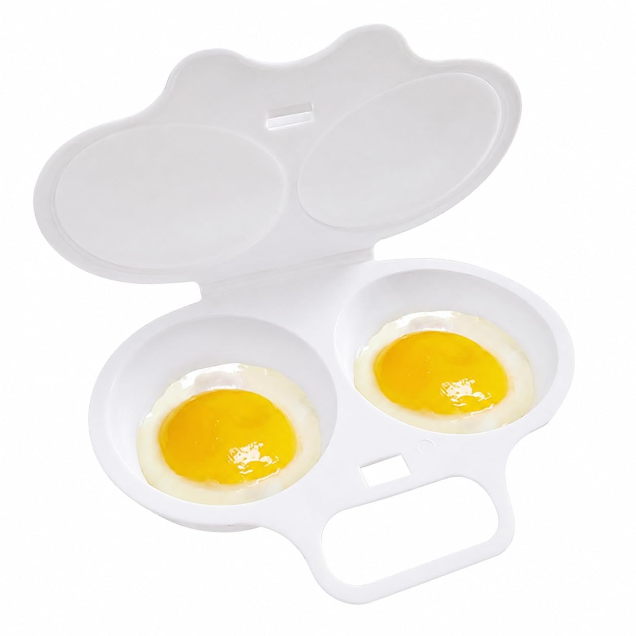 Microwave Egg Poacher With Lid & Handle, Dual Cavity Microwave Egg Poacher