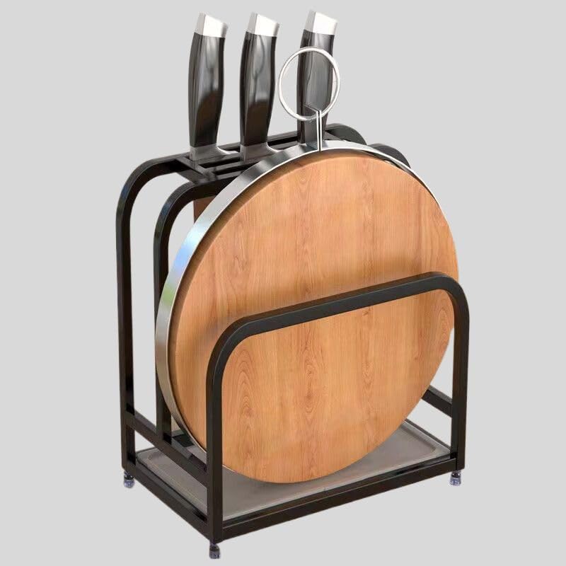 厨房多功能置物架 Under Sink Storage for Kitchen Bathroom Cabinet,刀架台面菜板放置架菜刀筷笼砧板刀具收纳架 Multifunctional Storage Shelves for Kitchen Living Room Office,-黑色(基础款) miniatura 4